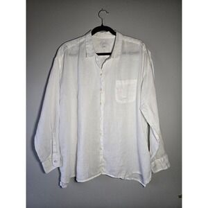 J. Jill Love Linen White Button Front Shirt XL Petite 100% Linen Relaxed Blouse